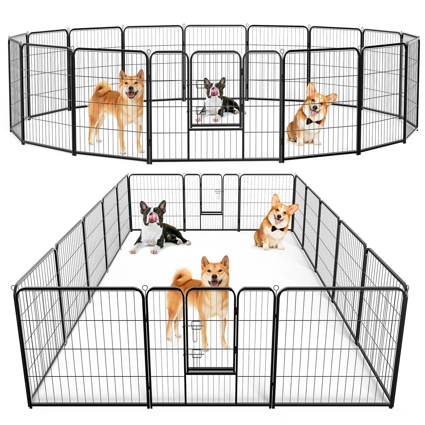 JHK 16-Panel Dog Playpen Metal Fence For Indoor Outdoor Use
