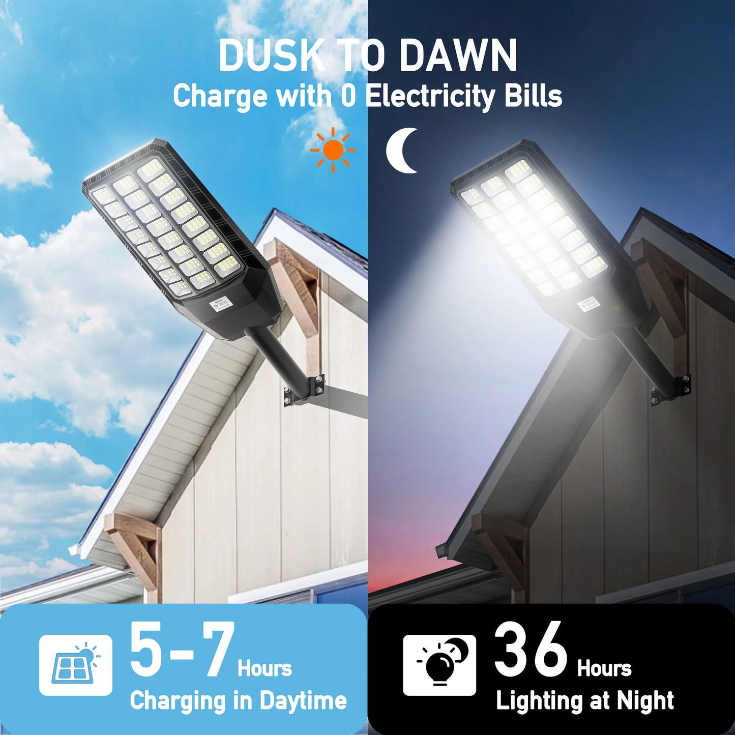 Solar Street Light 8000W 700000LM Dusk To Dawn Motion Sensor