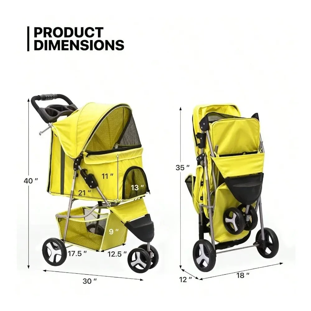 XMSJ Dog Stroller for Small Dogs With Weather Cover