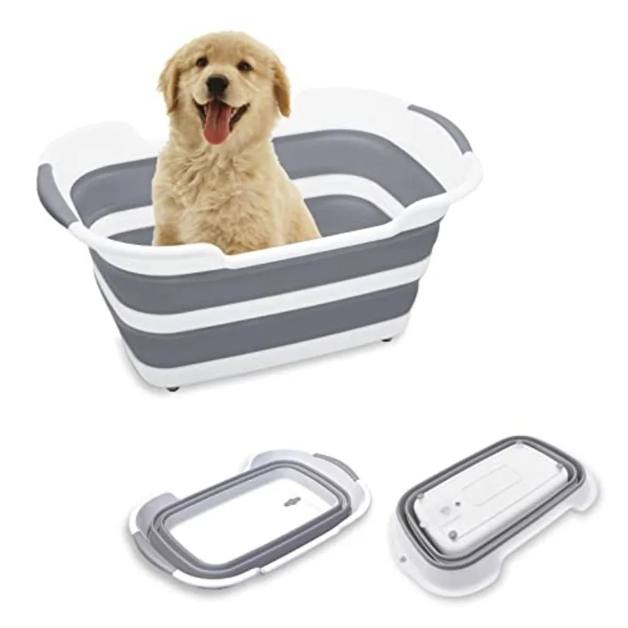 Collapsible Pet Bathtub with Drainage Hole and Hair Collector