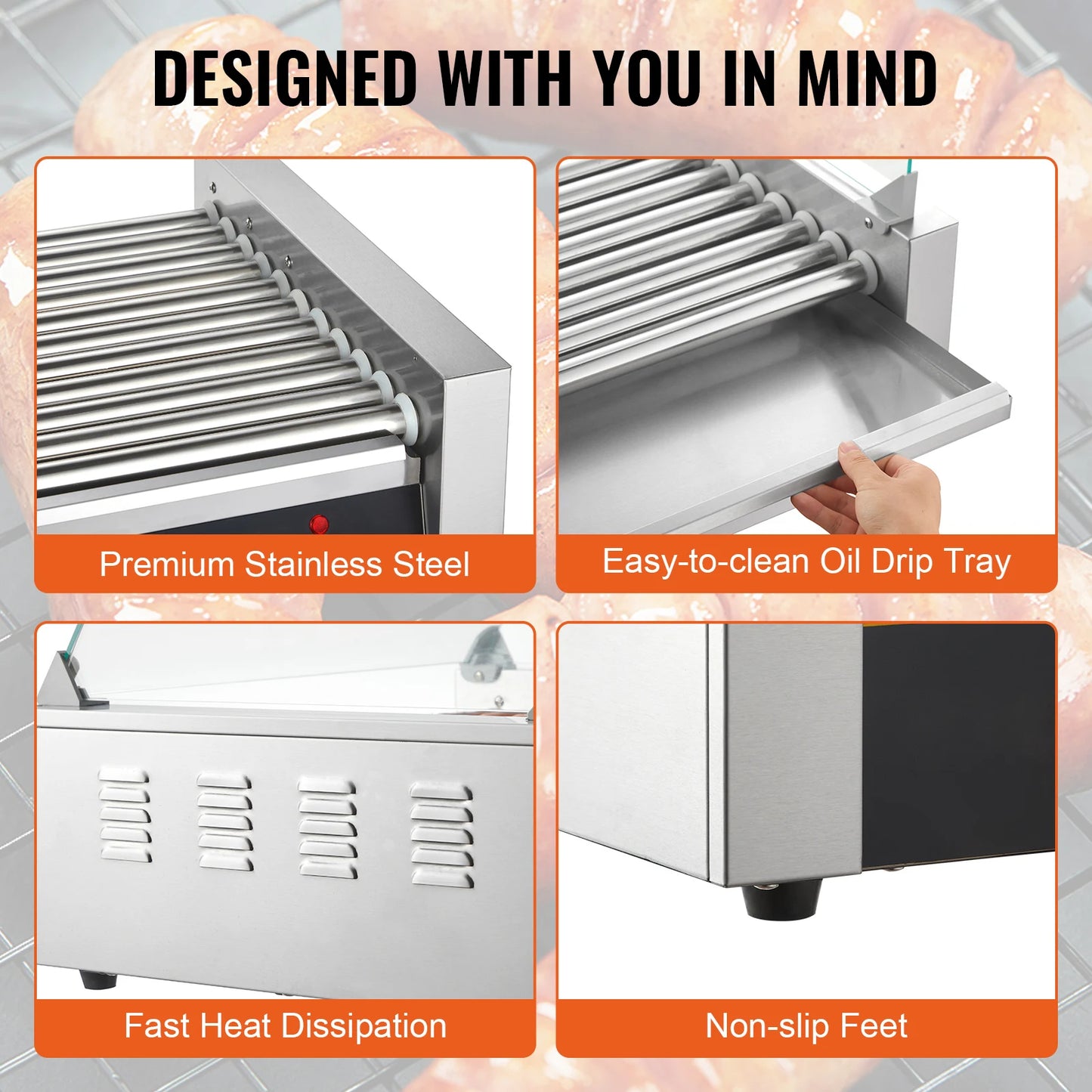SucceBuy Commercial Electric Hot Dog Roller Sausage Maker