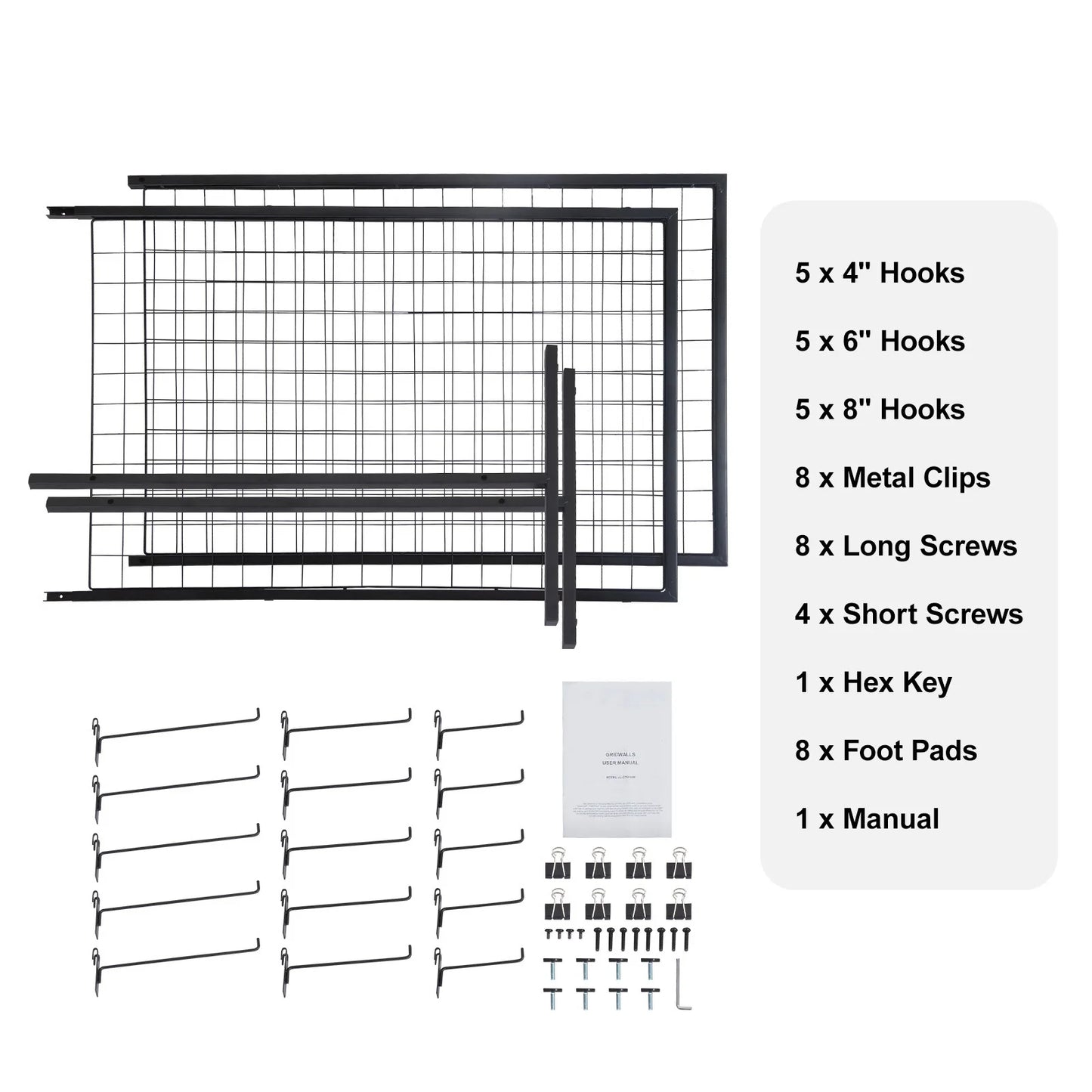 SucceBuy Grid Wall Panels Tower Display Racks With Hooks