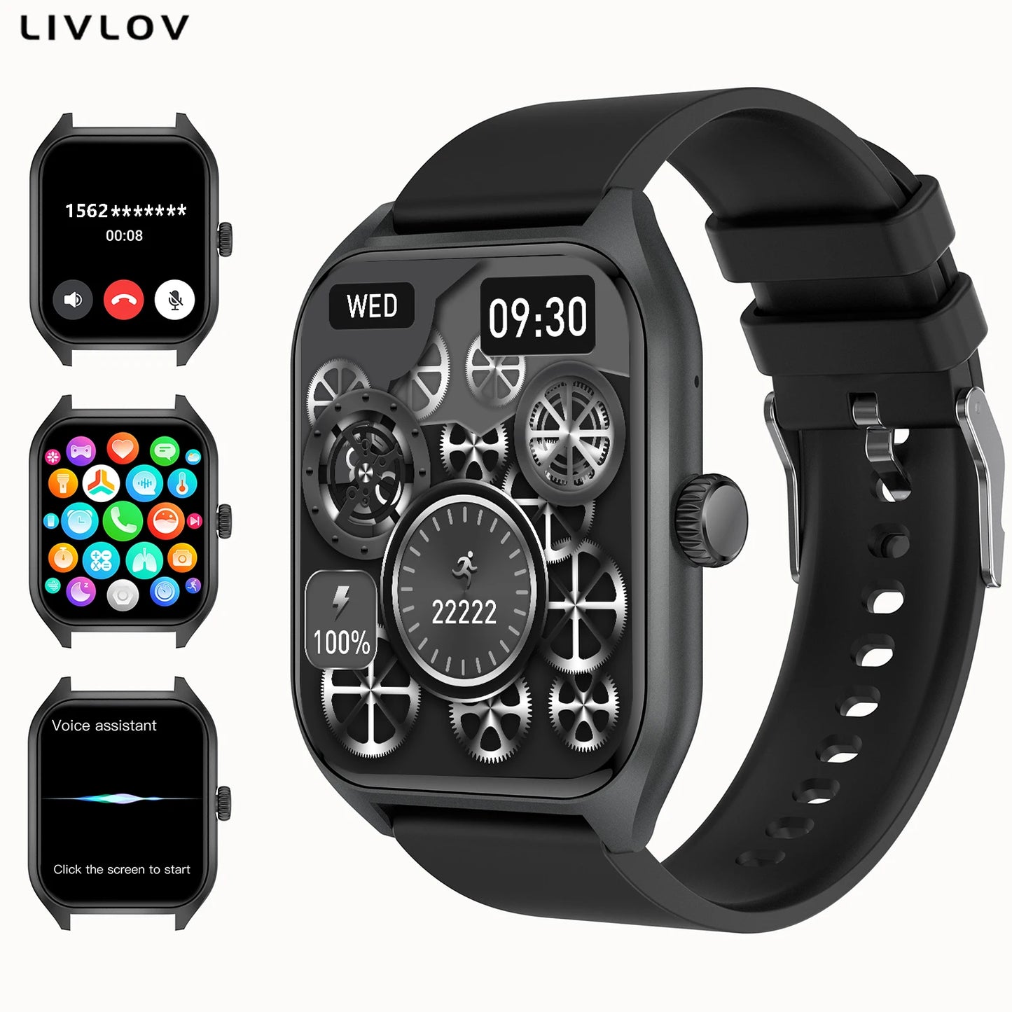 LIVLOVCP AI Voice Assistant Smart Watch For Men Women