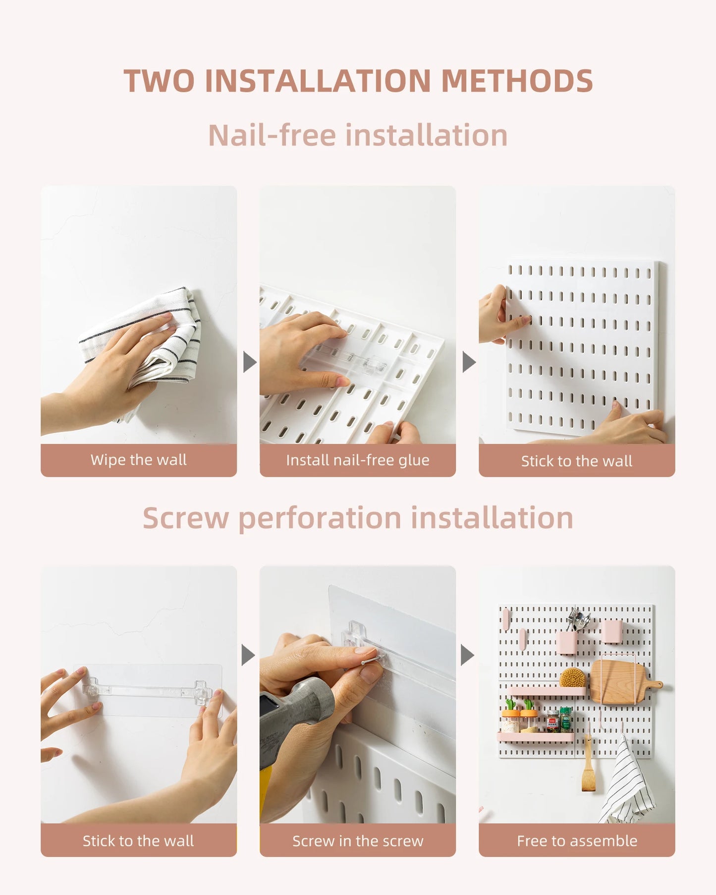4-Piece Pegboard Storage Kit Easy to Assemble