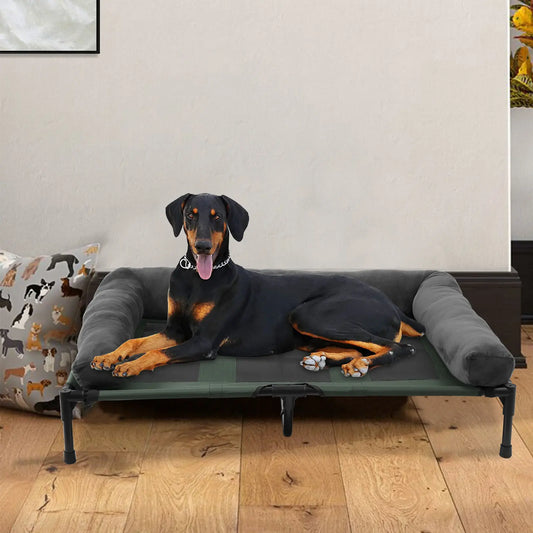 BINGOPAWCN Elevated Pet Lounger Bed With Detachable Plush Bolster