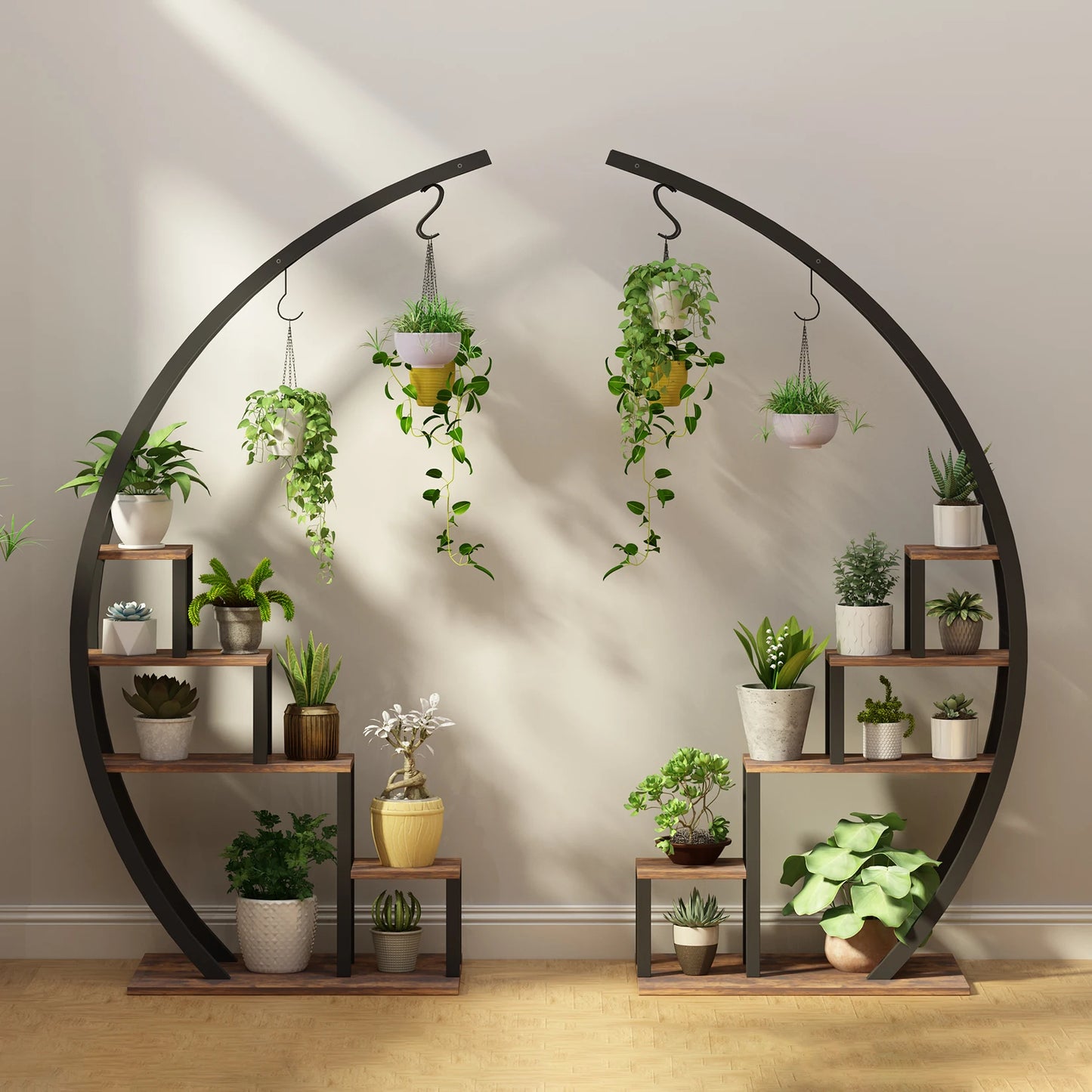 TWISTER.CK 5 Tier Indoor Plant Stand Metal Half Moon Shelf