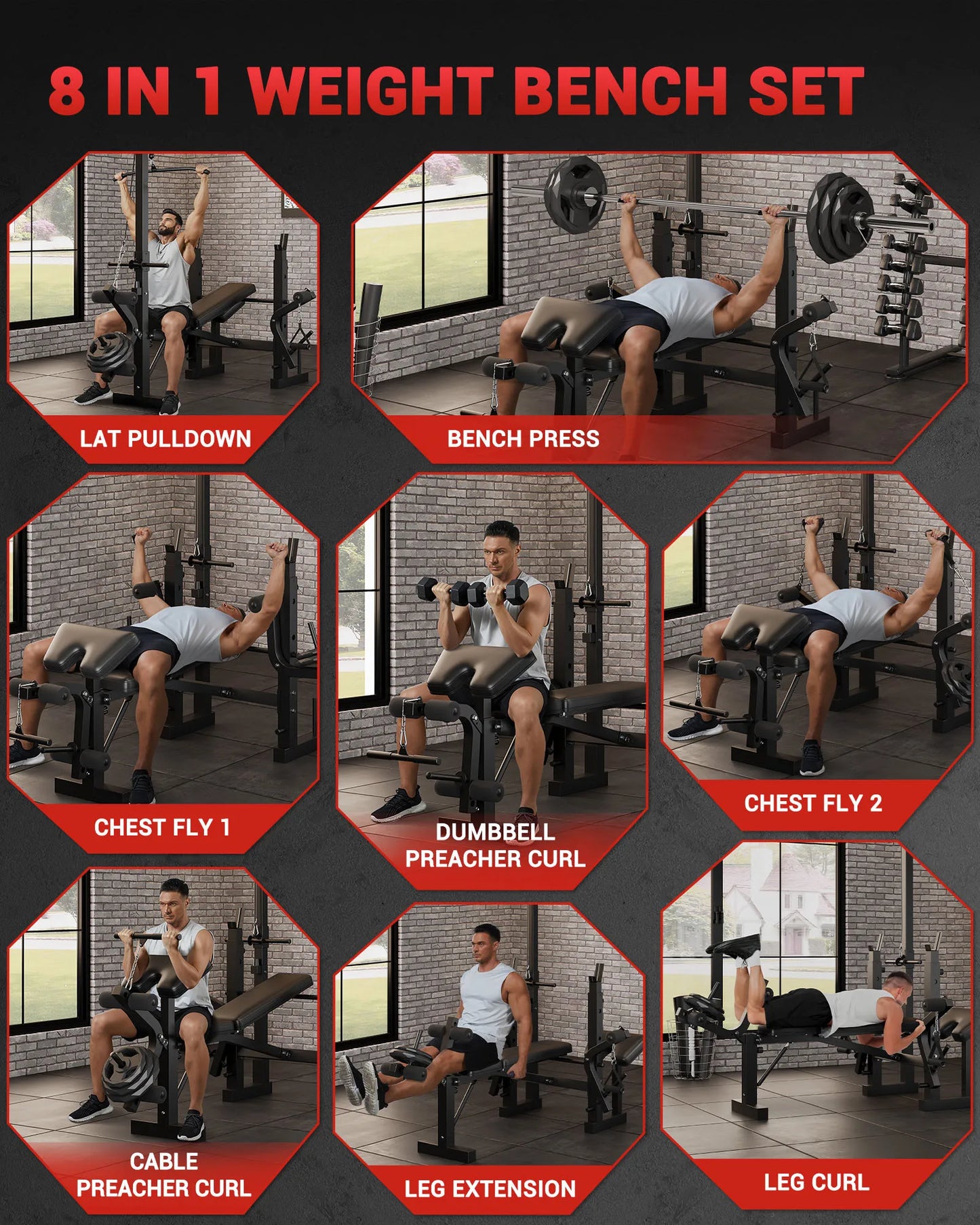 HiMISS 4-in-1 Weight Bench With Leg Developer Foldable