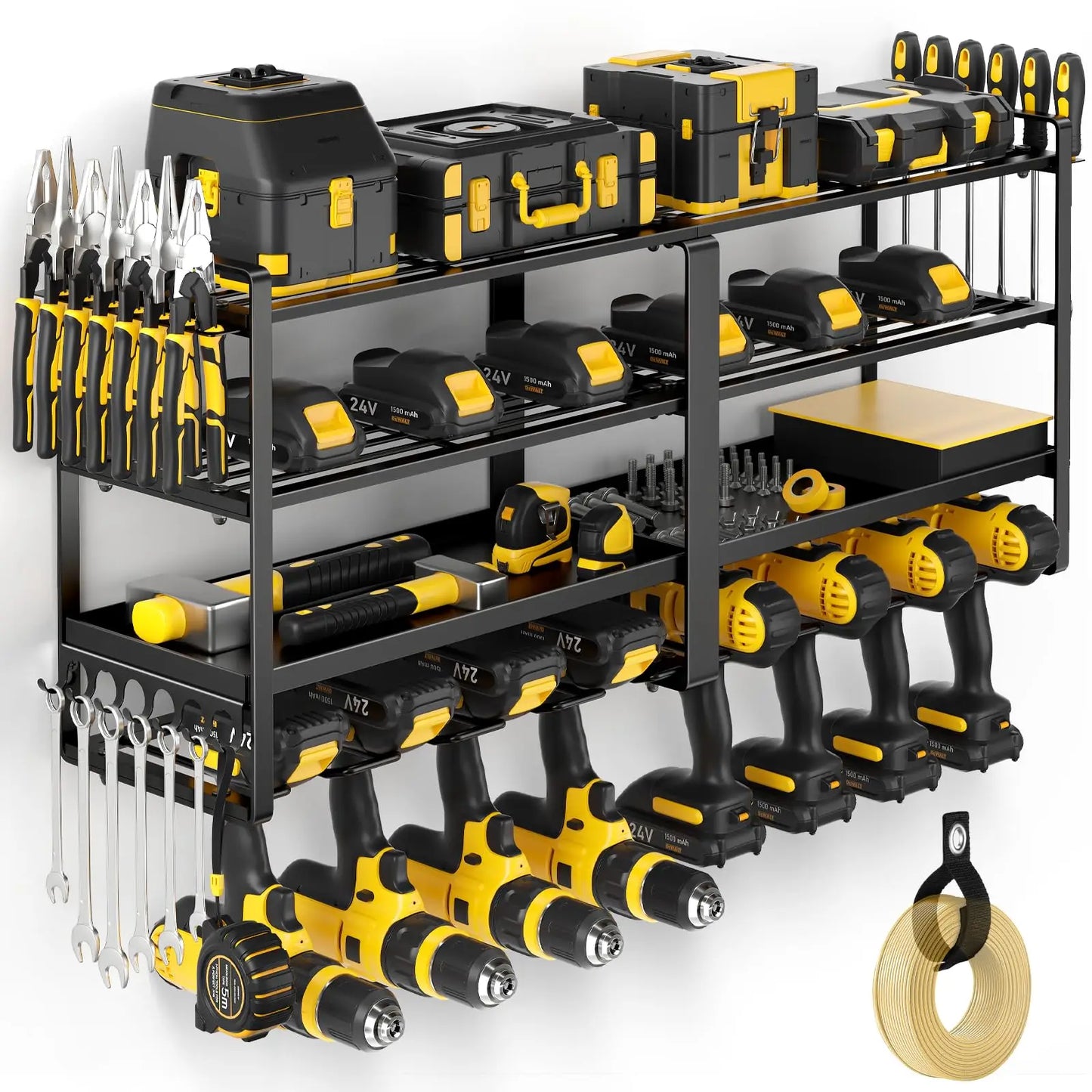 Power Tool Organizer Wall Mount 4-Tier Heavy Duty Drill Storage