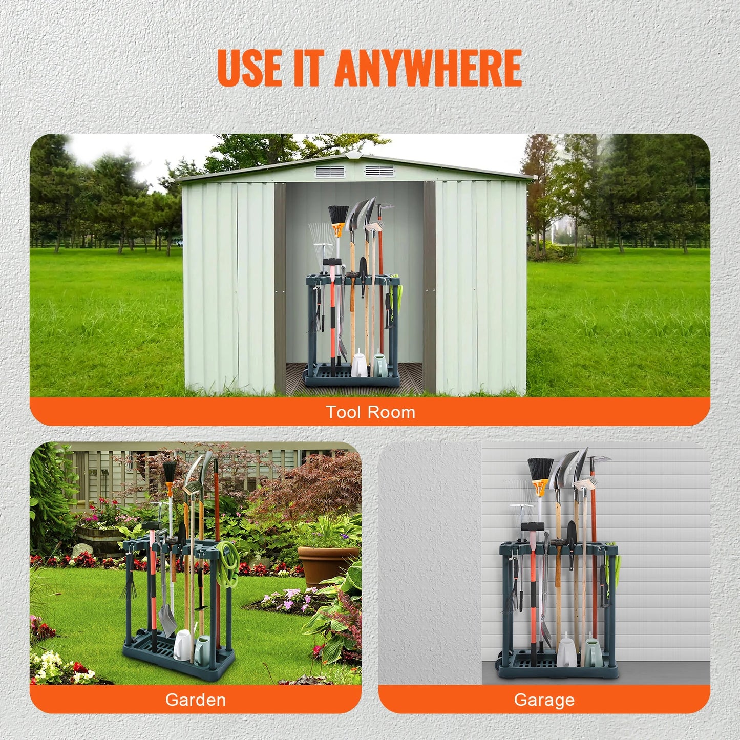 SucceBuy Yard Tool Organizer Rack for Garage