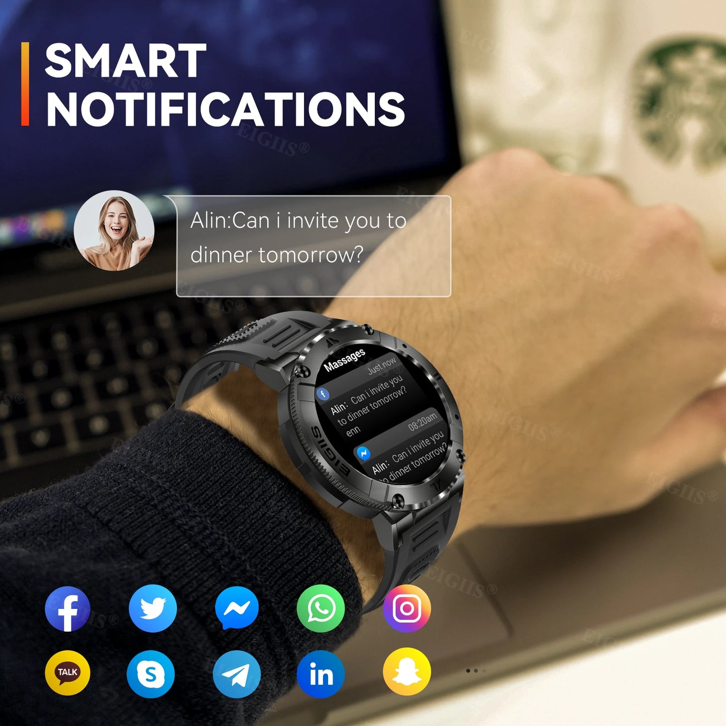 LaNikar Smartwatch Men Bluetooth Call Blood Pressure Fitness Health Monitor