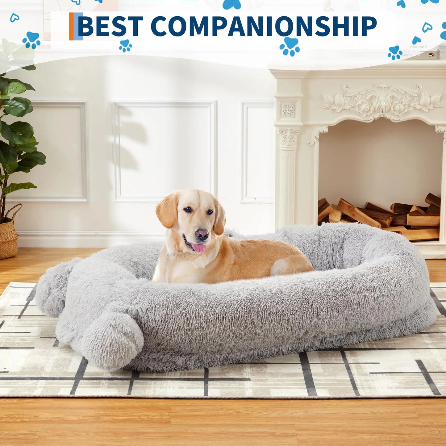 HiMISSCN Memory Foam Dog Bed With Removable Cover And Pockets
