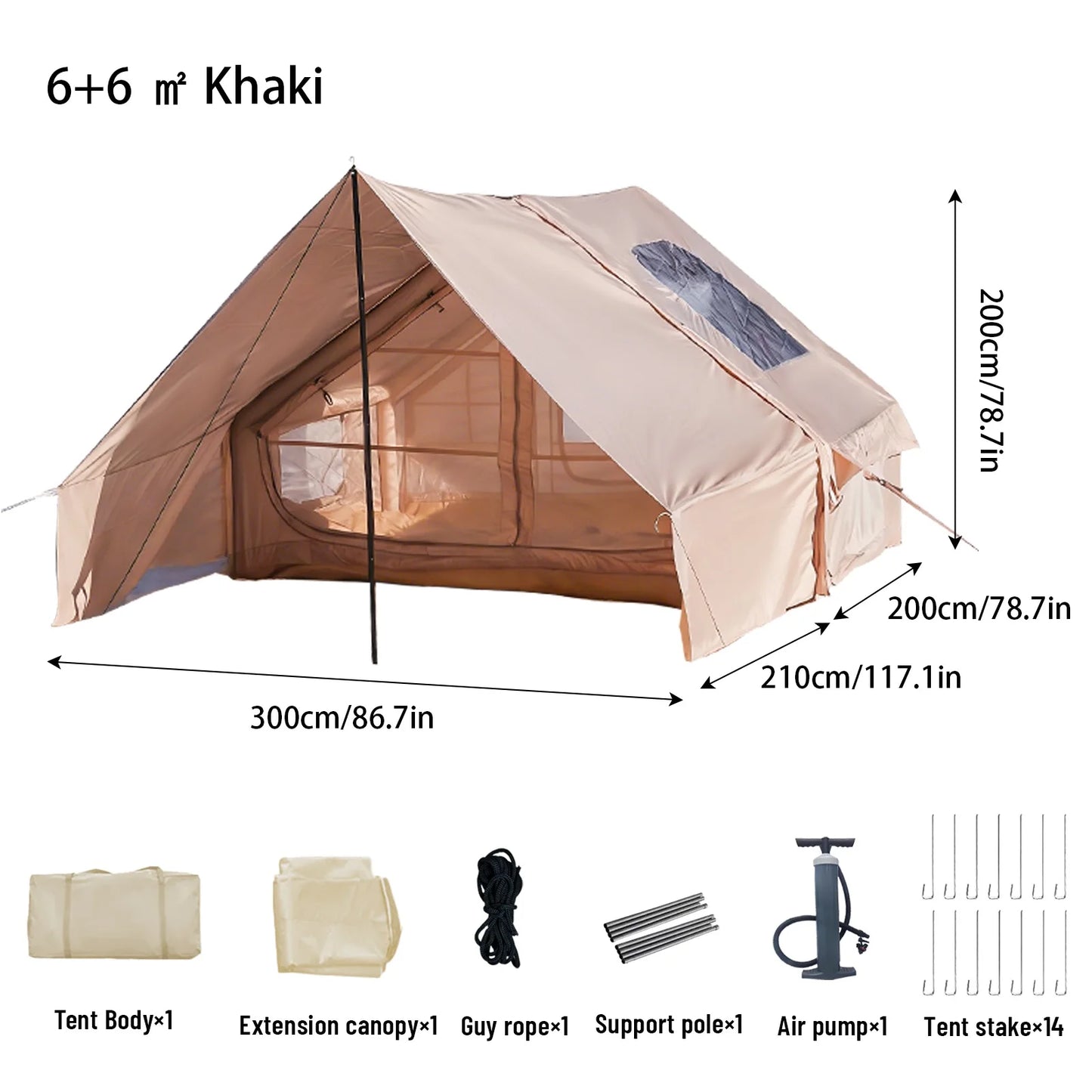 Pakicetus Inflatable Tent With Skylight Quick Setup