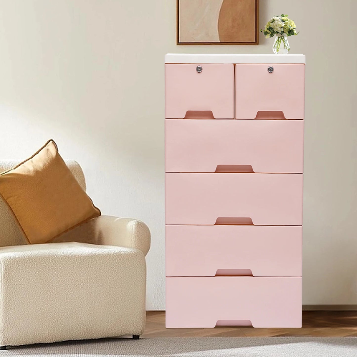 NONECN 6-Drawer Plastic Dresser Storage Tower